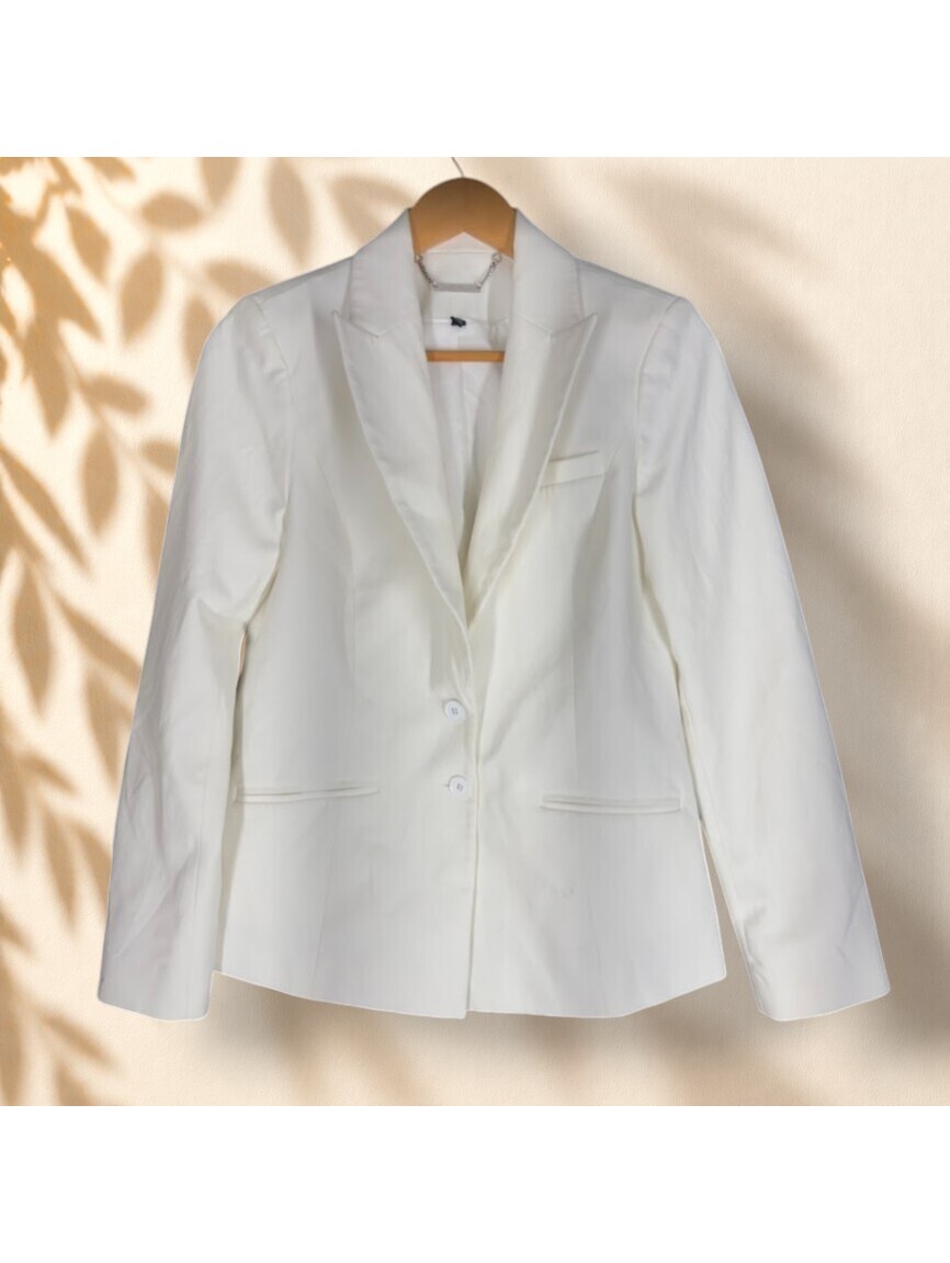 White House Black Market Blazer Women 8 White Button Up Collared Long Sleeve